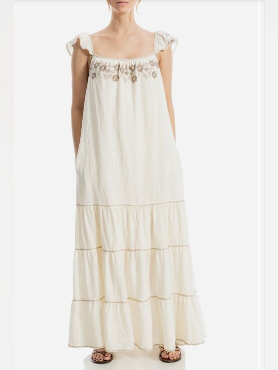 Max Studio Dresses & Skirts - NWT - Max Studio Exquisitely Embroidered Tiered Cotton Blend Maxi Dress -Size XL
